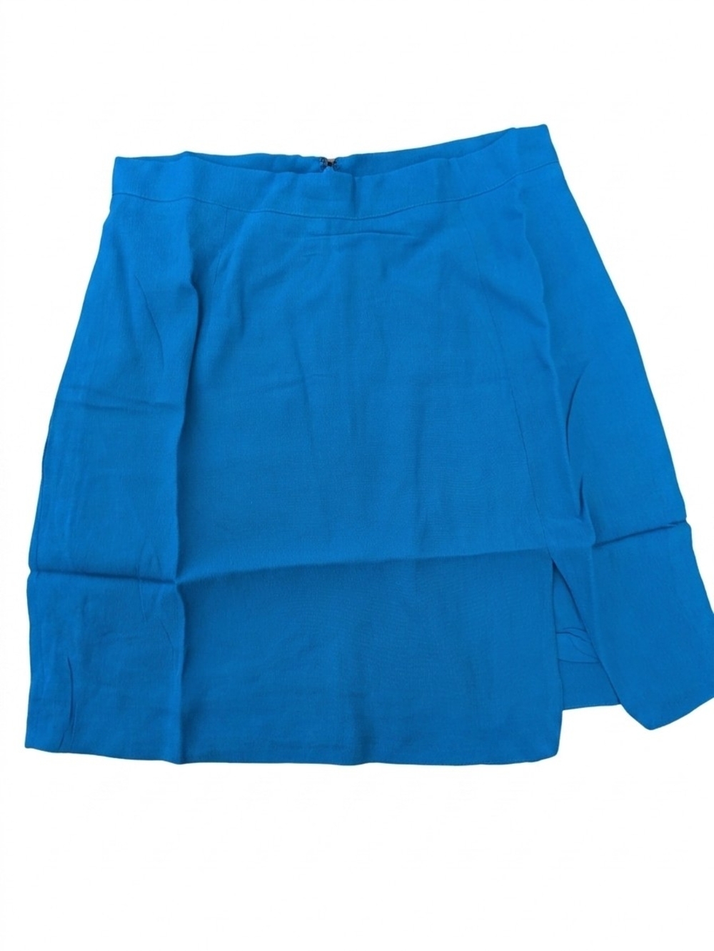 Olivaceous Mini Skirt S NWT Blue Rayon Faux Wrap Front Slit Twiggy 60s Mod Twee